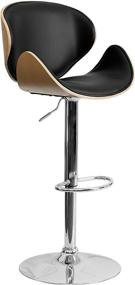 img 3 attached to 🪑 Beech Bentwood Adjustable Height Barstool: Curved Back & Black Vinyl Seat by Flash Furniture