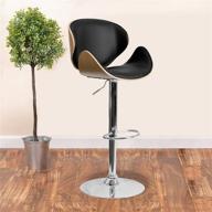 🪑 beech bentwood adjustable height barstool: curved back & black vinyl seat by flash furniture логотип