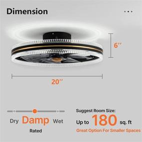 img 1 attached to DIDER 20'' Flush Mount Smart Ceiling Fan with Lights Remote Control - Modern Black Bladeless Low Profile Ceiling Fan for Kitchen, Bedroom, and Office - APP Control & Indoor Fan Efficiency