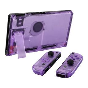 img 1 attached to Enhance Your Nintendo Switch Console with eXtremeRate Clear Atomic Purple Back Plate: Full Set Buttons & Controller Housing Replacement Shell DIY Kit