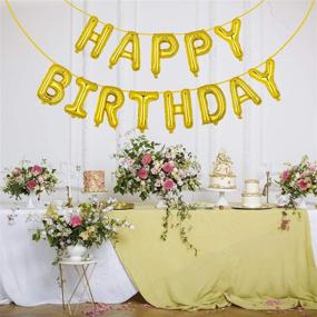 img 1 attached to 🎈 2 Pack 16" Gold Happy Birthday & 0-9 Number Foil Balloons - Event Supplies Party Wedding Birthday Graduation Baby Shower Anniversary Home Decorations Banner Backdrop Door Shiny Ribbons Plastic Pump Set