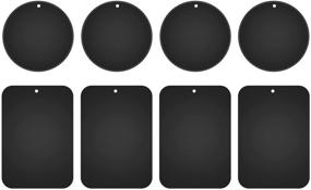 img 4 attached to 📱 Nekteck Magnetic Car Mount Metal Plates – Strong Adhesive Replacement for Phone & GPS Holder - Includes 4 Rectangular and 4 Round Plates, 8-Pack, Black