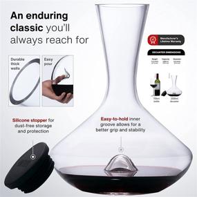 img 2 attached to 🍷 Enhance Your Wine Experience with the Vintorio Citadel Wine Decanter - Hand Blown Lead-Free Crystal Carafe with Aerating Punt Design and Silicone Stopper Lid