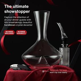 img 1 attached to 🍷 Enhance Your Wine Experience with the Vintorio Citadel Wine Decanter - Hand Blown Lead-Free Crystal Carafe with Aerating Punt Design and Silicone Stopper Lid