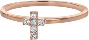 img 2 attached to 💎 Кольцо с крестом и маленьким алмазом Olivia Paris из 14-каратного золота трех цветов (0,08 карата, цвет H-I, чистота SI2-I1)
