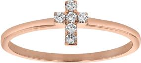 img 4 attached to 💎 Кольцо с крестом и маленьким алмазом Olivia Paris из 14-каратного золота трех цветов (0,08 карата, цвет H-I, чистота SI2-I1)