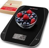 pohl schmitt mechanical/digital food kitchen scale - multi-transducer precision scale with auto shut-off (batt. incl.), black logo