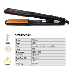 img 3 attached to 🔥 GlamPalm 1 1/4" Flat Iron Hair Straightener with Digital LCD - Classic Ceramic Coated Plates, Adjustable Temperature - Straightens, Curls for Smooth & Silky Hairstyle - Instant Heat Up