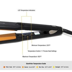 img 1 attached to 🔥 GlamPalm 1 1/4" Flat Iron Hair Straightener with Digital LCD - Classic Ceramic Coated Plates, Adjustable Temperature - Straightens, Curls for Smooth & Silky Hairstyle - Instant Heat Up