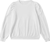 👚 romwe women's solid sweatshirt pullover with casual puff long sleeve and crewneck logo