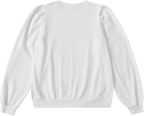 img 3 attached to 👚 ROMWE Women's Solid Sweatshirt Pullover with Casual Puff Long Sleeve and Crewneck