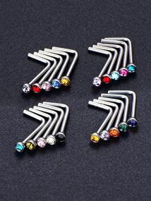 img 2 attached to 📦 Pack of 20 L Shaped Nose Studs | 20 Gauge Stainless Steel Nose Piercing Jewelry | L Bend Shape Rings in Assorted Colors