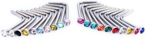 img 1 attached to 📦 Pack of 20 L Shaped Nose Studs | 20 Gauge Stainless Steel Nose Piercing Jewelry | L Bend Shape Rings in Assorted Colors