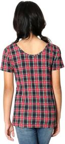 img 3 attached to ToBeInStyle Girls Shirred Sleeve Plaid Detail Girls' Clothing and Tops, Tees & Blouses