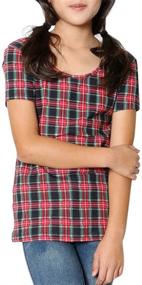 img 4 attached to ToBeInStyle Girls Shirred Sleeve Plaid Detail Girls' Clothing and Tops, Tees & Blouses