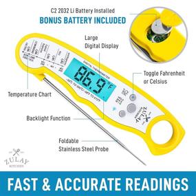 img 3 attached to Zulay Instant Read Food Thermometer - водонепроницаемый цифровой термометр для мяса с подсветкой