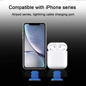 img 2 attached to 💙 VIWIEU металлическая противопылевая заглушка для iPhone 12 Mini Pro Max 11 iPad AirPods - Синий алюминиевый крышка разъема Lightning с держателем и коробкой для хранения.