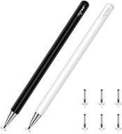 🖊️ universal black/white stylus for ipad - digitroot touch screens stylus pen with magnetism cover cap, compatible with apple/iphone/ipad pro/mini/air/android/surface, 2 pcs with 3 replacement tips logo