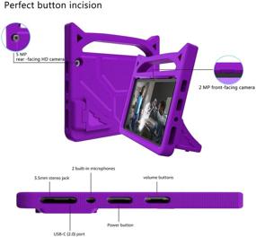 img 1 attached to 🐱 BORXJNM Lightweight Shockproof Case with Cute Cat Handle Stand for All-New HD 10 Tablet Kids (11th Generation, 2021 Release) - Purple