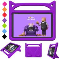 🐱 borxjnm lightweight shockproof case with cute cat handle stand for all-new hd 10 tablet kids (11th generation, 2021 release) - purple logo