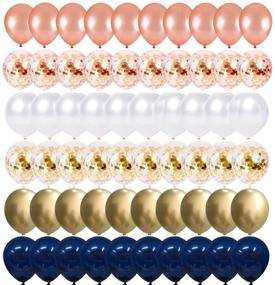 img 1 attached to 🎈 68-Pack 12-Inch Navy Blue Rose Gold Confetti Latex Balloons with 65 Feet Balloon Ribbon - Ideal for Birthday Party, Wedding, Graduation, Bridal Shower Decorations