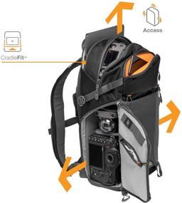img 2 attached to 🎒 Lowepro LP37260-PWW Photo Active Outdoor Camera Backpack with QuickShelf Dividers for 12-inch Laptop/2L Hydration - Ideal for Mirrorless, Sony, Canon, Nikon, Lenses, Gimbal, Drone, DJI, Osmo, Mavic - Black/Grey