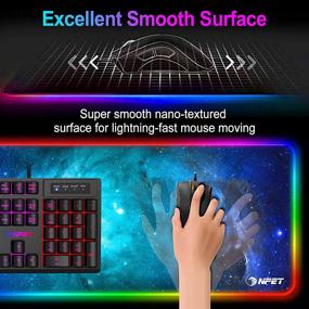 img 1 attached to NPET MP02-SP RGB Gaming Mouse Pad: Oversized Glowing LED Mat, Touch Control, Anti-Slip Rubber Base - 31.5 x 12 Inch