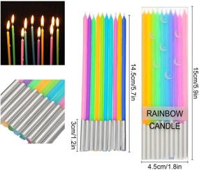 img 3 attached to Яркие 100-штучные радужные свечи на день рождения для потрясающего украшения торта: красочные, длинные тонкие свечи для кеков на вечеринках, свадьбах и дни рождения