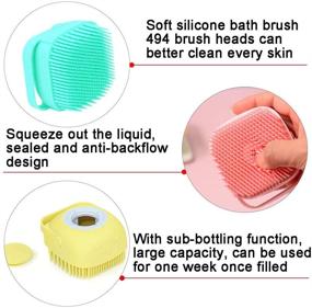 img 2 attached to Blue Silicone Shower Scrubber Brush with Gel Dispenser for Body Massage and Bath, Shower Loofah Brush for a Soft and Invigorating Shower Experience