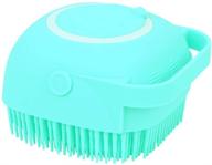 blue silicone shower scrubber brush with gel dispenser for body massage and bath, shower loofah brush for a soft and invigorating shower experience logo