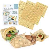 🐝 envuelbee beeswax food wrap set - 3 sizes | reusable, washable, compostable wraps | eco-friendly natural alternative to plastic wrap - large, medium, small | hive print logo