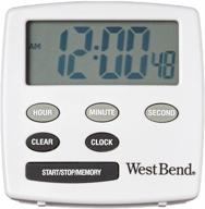 ⏲️ white west bend easy-to-read magnetic kitchen timer with large display, electronic alarm logo