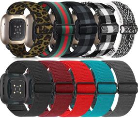 img 4 attached to 10 Pack ShuYo Nylon Watch Bands: Stylish Replacement Bands for Fitbit Sense & Versa 3 Smart Watch - Soft Patterns for Men and Women