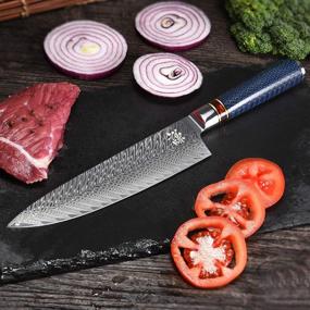 img 2 attached to 🔪 8 Inch WeKit Damascus Chef Knife, Japanese VG10 Kitchen Knife with 67-Layer High Carbon Stainless Steel, Sharpest Pro Cooking Knife, Meat Cutting Gyuto Chef Knife, Includes Sheath