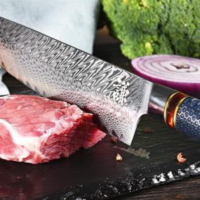 img 1 attached to 🔪 8 Inch WeKit Damascus Chef Knife, Japanese VG10 Kitchen Knife with 67-Layer High Carbon Stainless Steel, Sharpest Pro Cooking Knife, Meat Cutting Gyuto Chef Knife, Includes Sheath