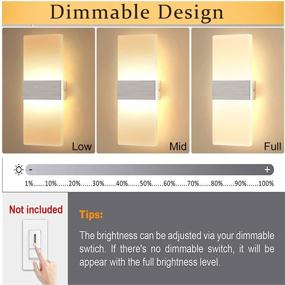 img 3 attached to 💡 Lightess Современные настенные светильники с регулятором яркости: 12W Светодиодные светильники вверх-вниз для спален, прихожей, коридора - теплый белый