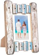 🖼️ excello global products rustic distressed wooden picture frame, blue & white - 5x7 inch логотип