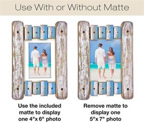 img 2 attached to 🖼️ EXCELLO GLOBAL PRODUCTS Rustic Distressed Wooden Picture Frame, Blue & White - 5x7 Inch