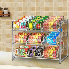 img 1 attached to 🗄️ Stackable Can Rack Organizer, Trending 2-Pack Can Storage Dispenser for Kitchen Cabinet or Pantry, Holds up to 72 Cans, Chrome