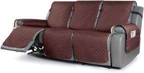 img 4 attached to 🛋️ KinCam Recliner Sofa Cover, Reclining Couch Covers, Motion Recliner Couch Furniture Protector with Elastic Straps - Plus Size (3 Seater, Chocolate)