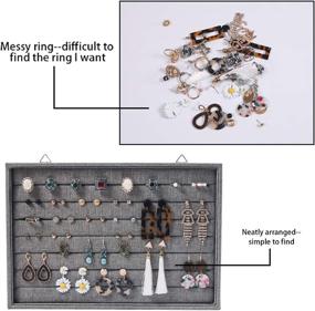 img 2 attached to 📸 Gray-Black Wall Mounted Earring Holder Organizer and Drawer Jewelry Tray for Stud Earring Storage