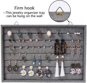 img 3 attached to 📸 Gray-Black Wall Mounted Earring Holder Organizer and Drawer Jewelry Tray for Stud Earring Storage