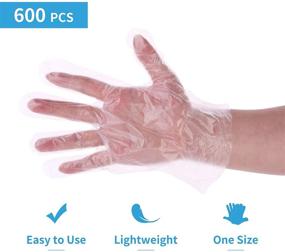 img 2 attached to 600-Pack Disposable Plastic Gloves: Ideal for Kitchen, Cooking, Cleaning & Food Handling