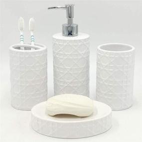 img 4 attached to 🛀 Enhance Your Bath Decor with CAA's 4-Piece Ceramic Bathroom Accessories Set