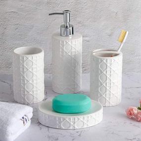 img 3 attached to 🛀 Enhance Your Bath Decor with CAA's 4-Piece Ceramic Bathroom Accessories Set