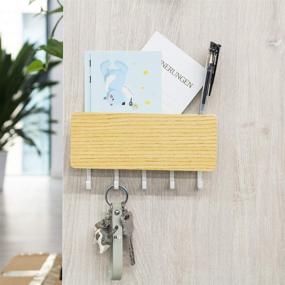 img 1 attached to FOVERN1 Wall Mounted Mail Holder with Key Hooks – Japanese Minimalist Design for Entryway Organization