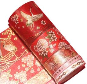 img 4 attached to VIVIQUEN Vintage Gold Washi Tape Set - Decorative Masking Tape for Scrapbooking, Crafts, Bullet Journaling, Gift Wrapping, Holiday Decoration, Planner Accessories (Red Classical - 5 Rolls)