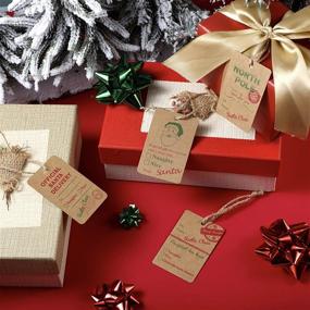 img 2 attached to 🎅 Outus 120 Count Christmas Kraft Paper Tags, Santa Claus Design, Natural Labels with Twine Rope, Xmas Hang Labels for Holiday Supplies - 66 Feet Rope Included