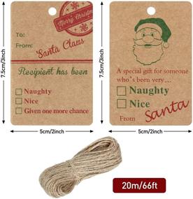 img 3 attached to 🎅 Outus 120 Count Christmas Kraft Paper Tags, Santa Claus Design, Natural Labels with Twine Rope, Xmas Hang Labels for Holiday Supplies - 66 Feet Rope Included