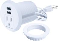 💡 2-inch hole desktop power grommet outlet with 2 usb charging ports and 6.5ft extension cord, ideal for computer, table, kitchen, office, and home use logo